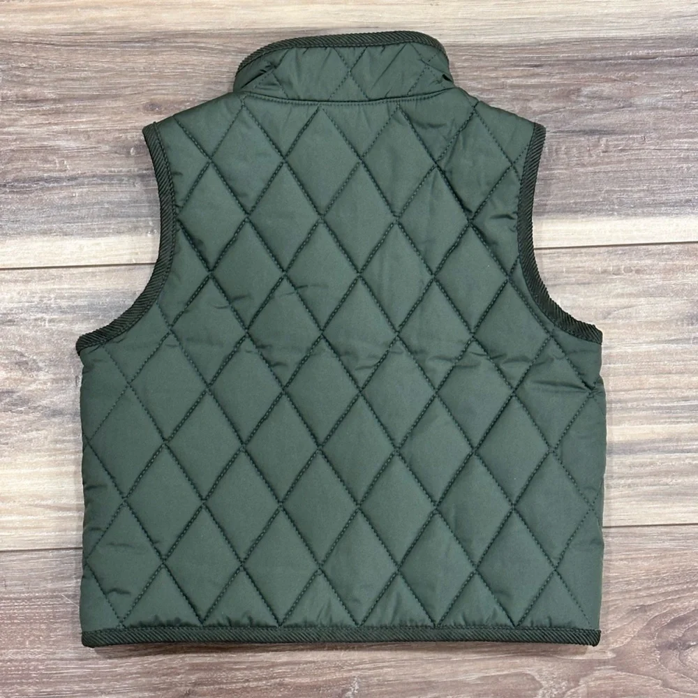 Janie & Jack Toddler Boys Olive Green Quilted Barn Vest 18-24 months NWT